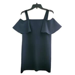 Aqua Women's Cold Shoulder Adjustable Strap Navy Blue Dress Small